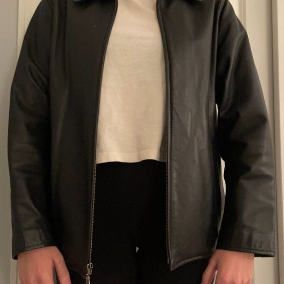 Eddie Bauer Black Leather Jacket Vintage Womens Medium Genuine Leather - Picture 7 of 8